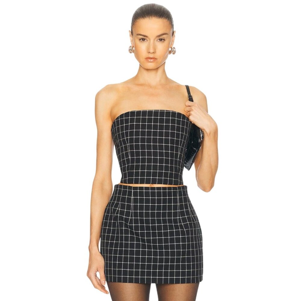 WARDROBE.NYC Corset Top in Black Plaid Small New Womens Strapless Bustier - Picture 1 of 9